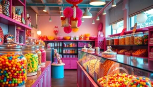 Shop for delicious treats at a candy store near me with colorful jars and charming displays.