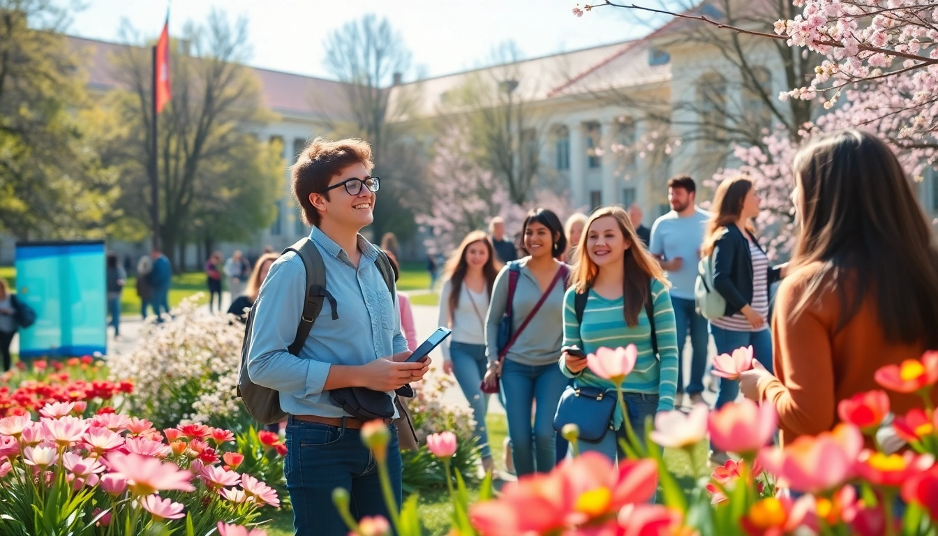 Experience exceptional Polonya'da Üniversite Eğitimi on a vibrant campus with diverse students outdoors.