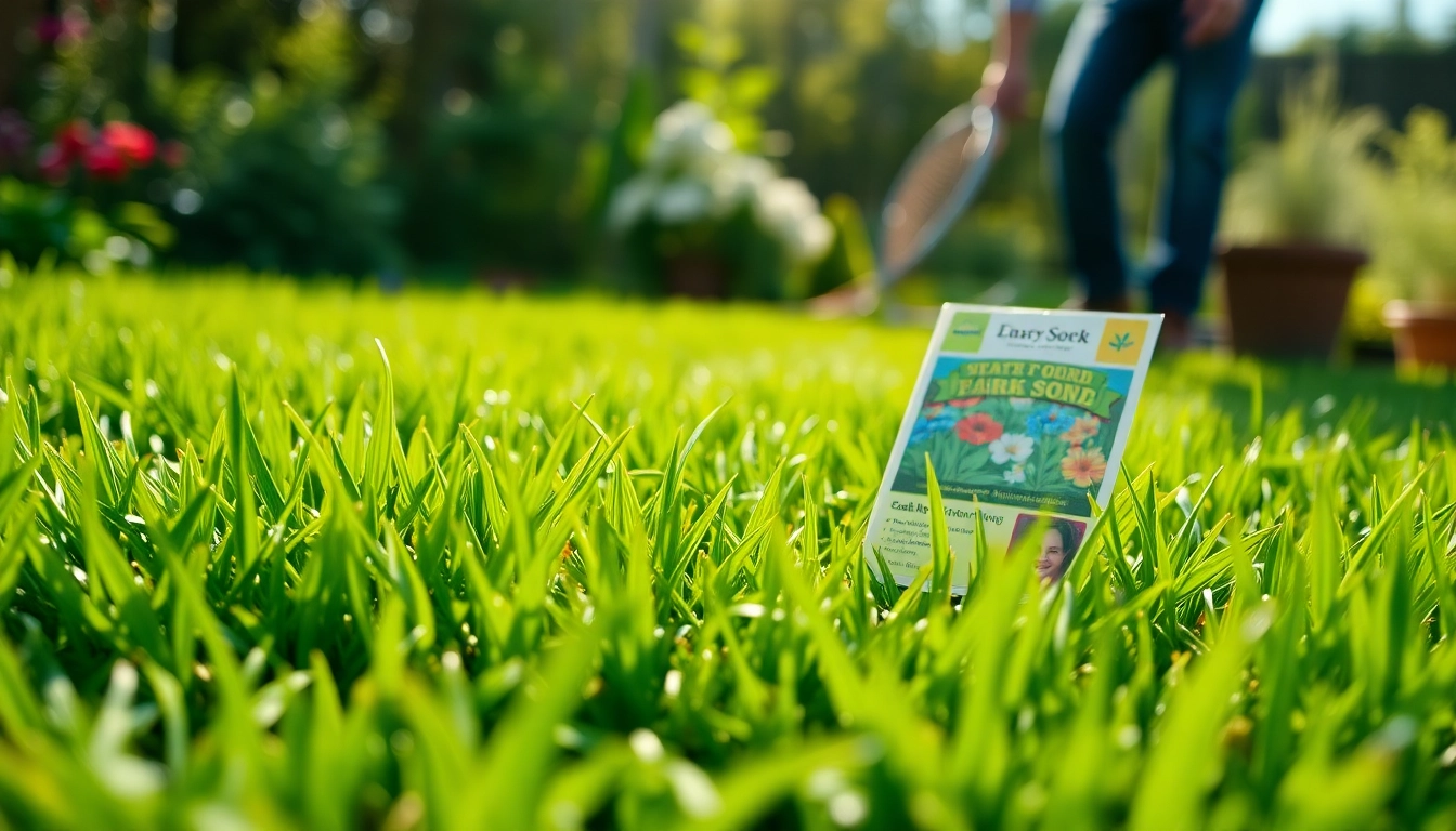 Over seeding a lush lawn with fresh grass seed, showcasing vibrant green textures.