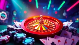 Experience the thrill of the best casino game with a vibrant roulette wheel and colorful poker chips.