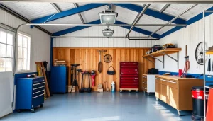 Utilize innovative storage solutions in custom garages for enhanced organization and functionality.