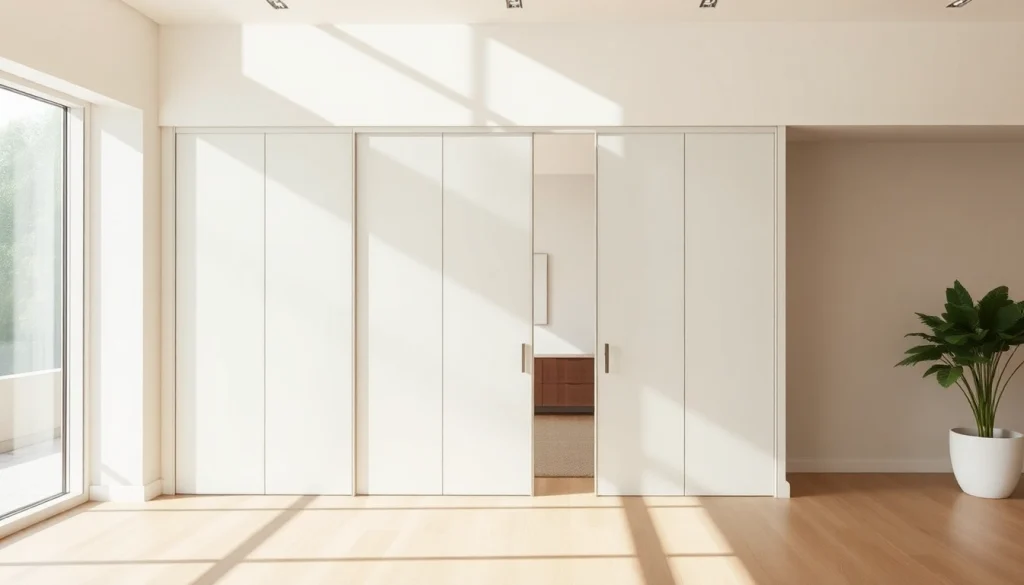 Enhance your space with a sliding partition wall that offers stylish, flexible room division.