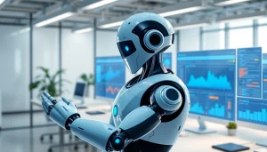 AI marketing agents optimizing campaigns with advanced analytics in a modern workspace.
