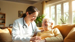 Caregiver providing Austin senior home care in a comforting home environment.