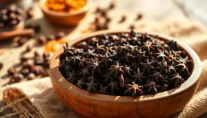 Whole cloves arranged artfully in a rustic bowl, highlighting their unique texture and aroma.
