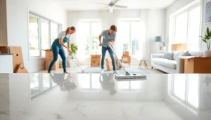 Move Out Cleaning Camarillo service with a professional cleaner restoring a living room to pristine condition.
