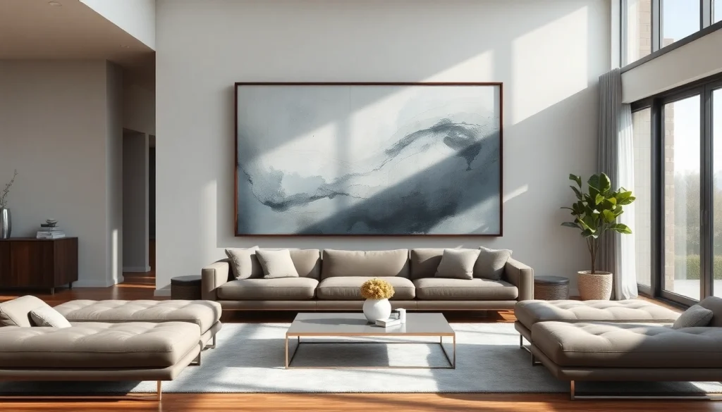 Showcasing large frames prominently featured in a modern living room design.