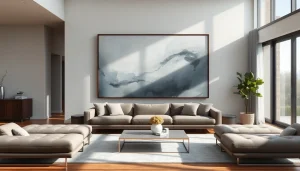 Showcasing large frames prominently featured in a modern living room design.