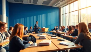 Students engaging in discussion at the Empire College of Law classroom.