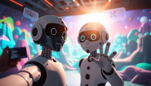 Engaging AI character in vibrant digital landscape showcasing c.ai no filter interactions.