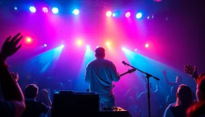 Experience the powerful Performance of a musician captivating an audience at a live concert.