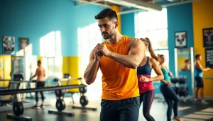 Engaged client receiving a gym training consultation to improve fitness techniques.