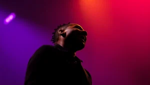 Engaging visual representation of 12play album by R. Kelly featuring a silhouette of a singer.