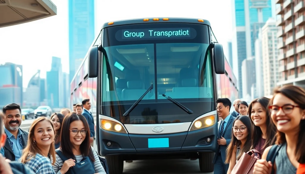 People enjoying group transportation services in a luxury shuttle bus during a city outing.