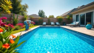 Swimmers engaging in swimming pool installation showcasing modern designs and landscaping elements.
