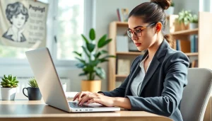 Engaged professional showcasing virtual assistant jobs Philippines in a modern office setting.