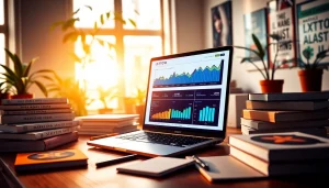 Analisis LXTOTO pada layar laptop di ruang kerja digital marketing yang inspiratif.