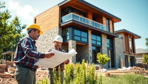 Custom home builders near me collaborating on a luxury construction project.