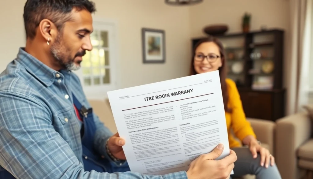 Understanding roof warranty Central Texas through a professional consultation between a contractor and homeowner.