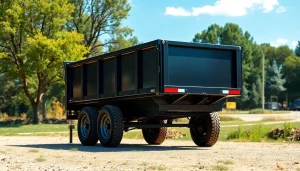 Find dump trailer for sale near me in a professional outdoor setting highlighting its features.