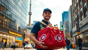 Experience quick lcbo delivery Toronto with a professional driver in a lively city scene.