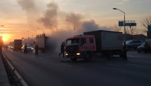 Düzce'de trafik kazasının ardından, pat pat ve kamyon çarpışması ile kurtarma ekiplerinin çalıştığı bir sahne.