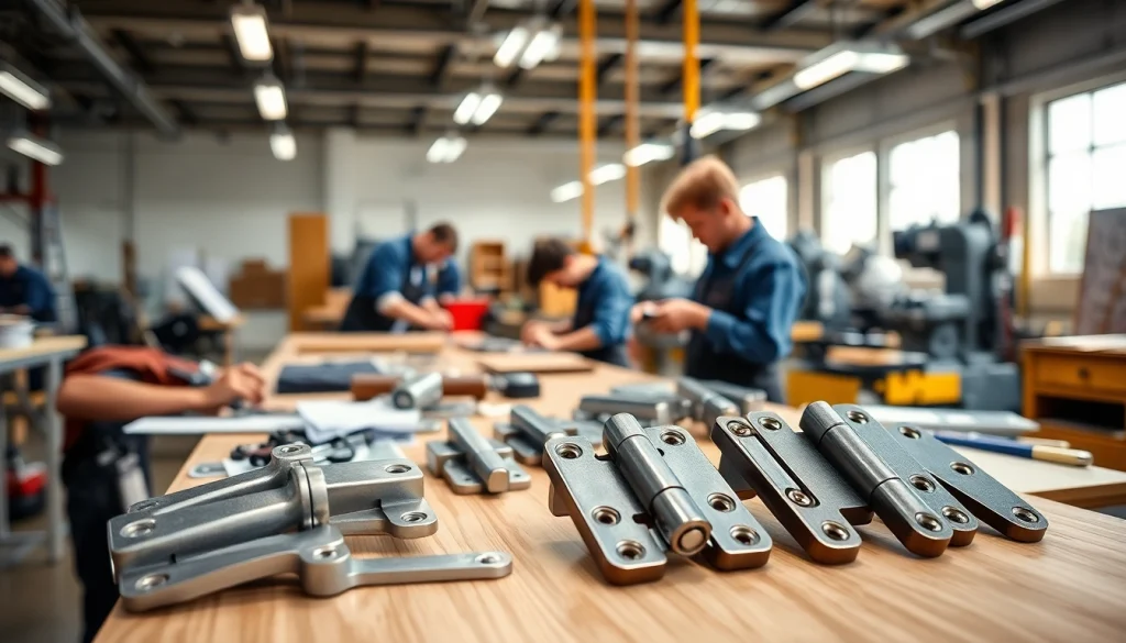 Cabinet Hinge Manufacturers creating high-quality hinges in a professional workshop setting.