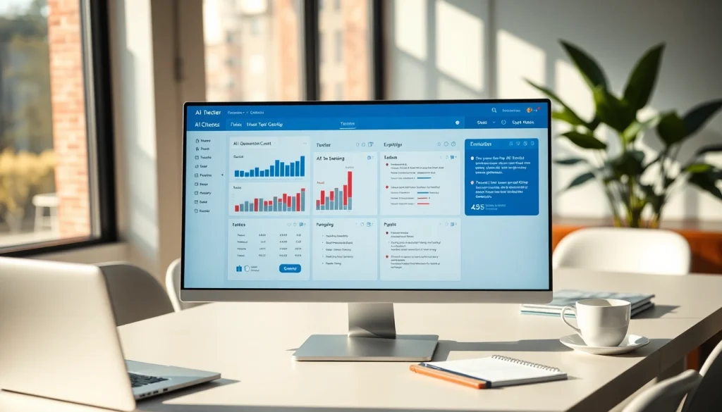 Analyze text with the AI checker tool displayed on a professional screen.