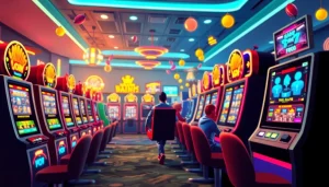 Permainan mengasyikan situs slot batman138 dalam suasana kasino penuh warna.