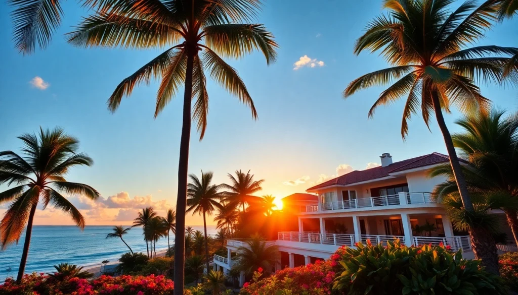 Stunning beachside view of jamaica real estate showcasing luxurious villas and lush landscapes.