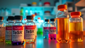 All check for meticulous inspection of TeSR™ culture media in a vibrant lab setting.