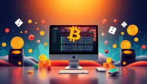 Showcasing Best Bitcoin betting sites on a desktop with colorful betting graphics.