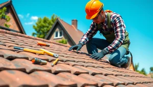 Roofer in Loenen installing tiles with precision, showcasing skilled craftsmanship in roofing.