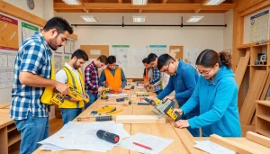 Join carpentry apprenticeship near me programs for hands-on training in a vibrant classroom setting.