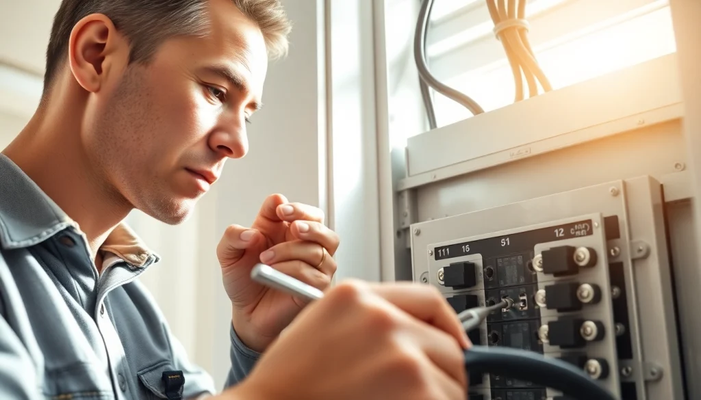 Electrical Panel Upgrade demonstrated by a technician replacing an old panel with a new one.