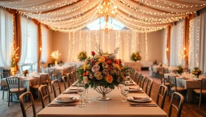 Experience the inviting ambiance of le lieu decorated for a sophisticated event.