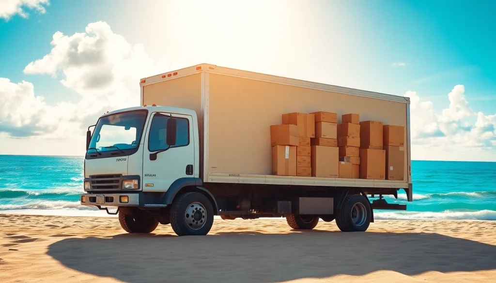 Moving from Alaska to Hawaii with professional movers at a serene beach setting.
