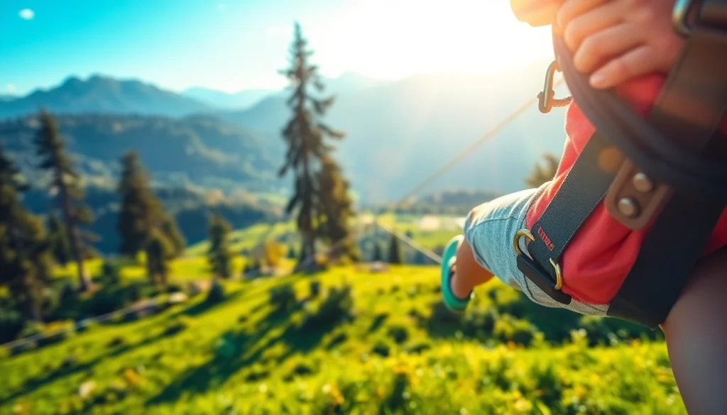Experience the adrenaline of a thrilling ZIP WIRE KIT with an adventurer soaring through the trees.