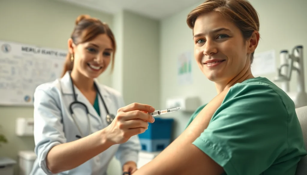 B12 injection administered by a nurse, highlighting professional and caring healthcare interactions.