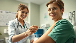 B12 injection administered by a nurse, highlighting professional and caring healthcare interactions.