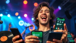Engage fans through effective spotify promotion with a musician in an energetic concert scene.