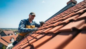 Roofer performing work on a rooftop in Wolfheze, showcasing skilled craftsmanship. dakdekker wolfheze