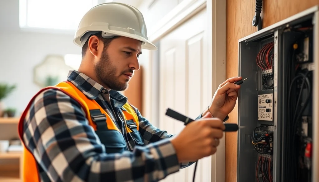 Electrical Contractor Clearwater examining a residential electrical panel with precision and care.