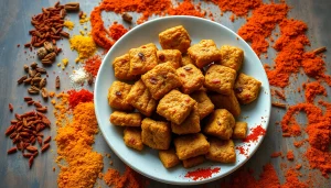 Bikaneri bhujia served in a bowl, showcasing its crispy texture and vibrant colors, perfect for snacking.