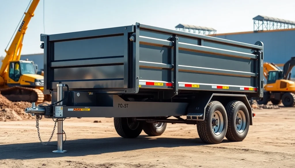 Explore the dump trailer for sale near me in a dynamic outdoor construction setting.
