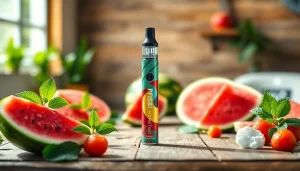 Experience the FIFTY BAR 6.5K disposable vape surrounded by vibrant fruits.