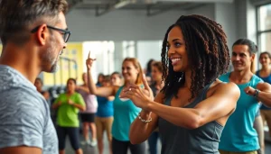 Activity at a las vegas weight loss center with participants and a trainer motivating healthy living.